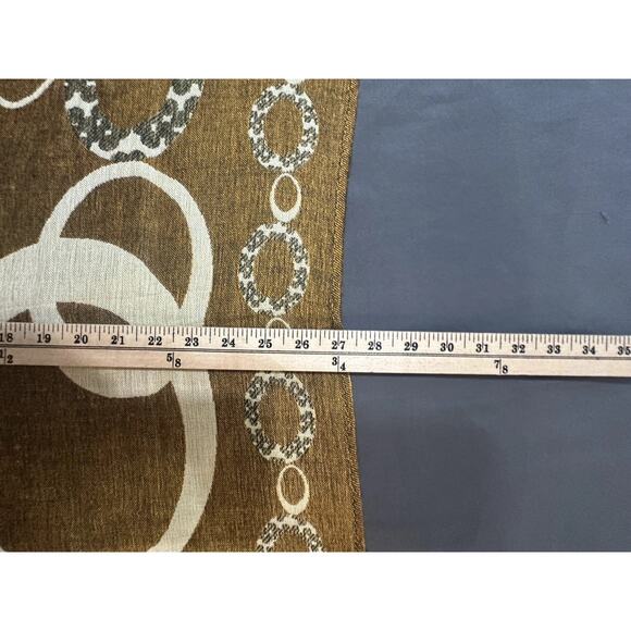 Reversible Pashmina Silk Blend Scarf Wrap Shawl Brown Beige Circle Print 74”x28 - Picture 4 of 6